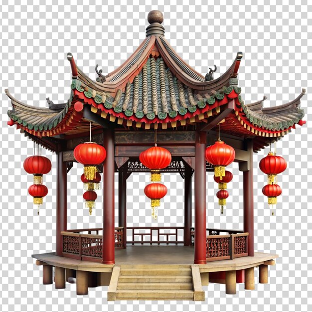 Pagoda city landmark architectural illustration elements on transparent background