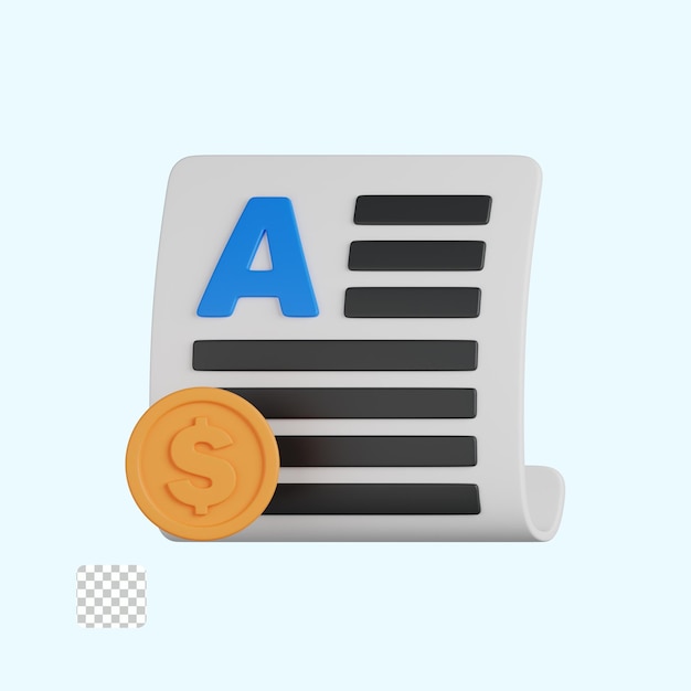 Paid articles 3d icon
