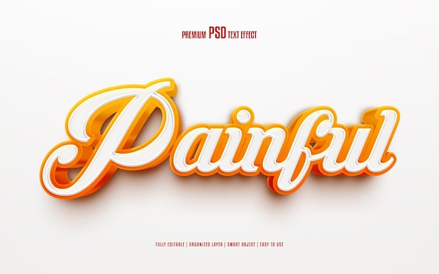 Painful 3d editable premium psd text effect