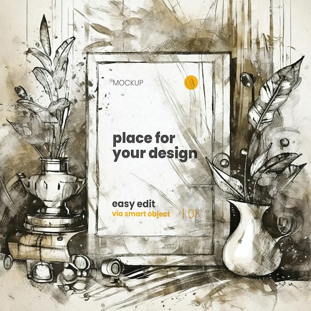 Mockup di poster di disegno d'arte 34