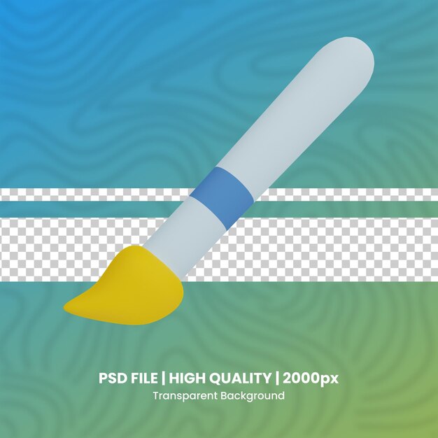 paint brush 3d render graphic design 3d render set psd file transparent background
