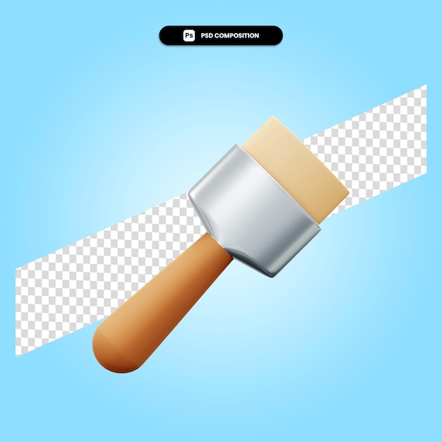 Paint brush 3d render illustration isolated