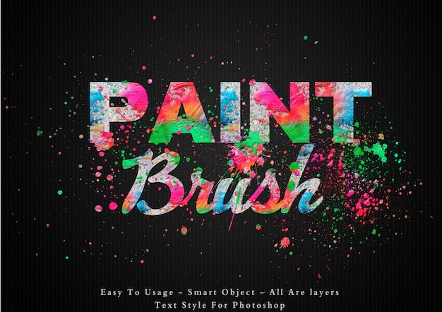 Paint brush colors text style effect