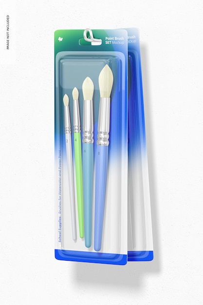 Paint brush set mockup, hanging