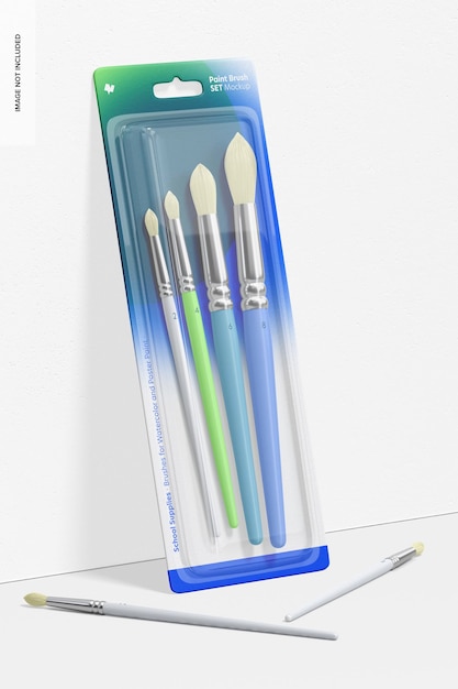 Paint brush set mockup, leaned