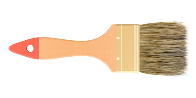 paint brush top view 3d rendering isolated on transparent background