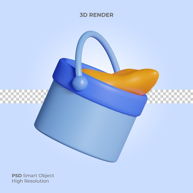 Paint bucket 3d render illustration isolated premium psd