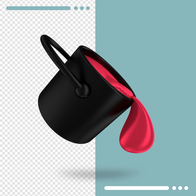 PSD paint bucket drop in 3d rendering