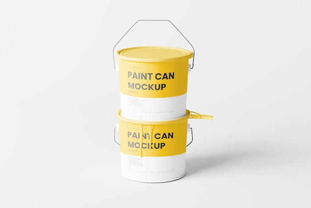 PSD paint bucket mockups with paint dripping