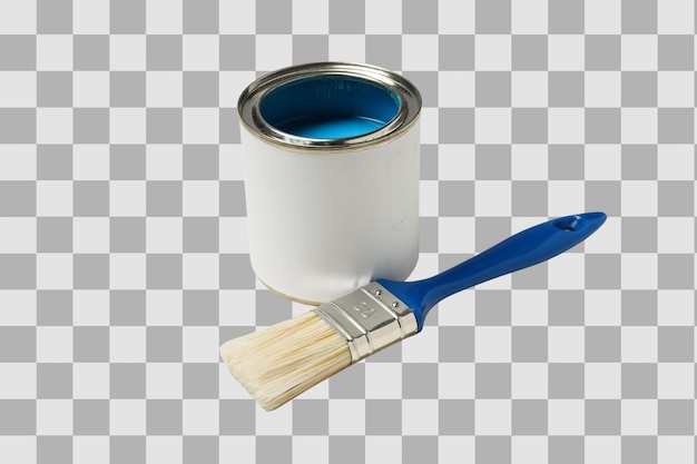 Paint can and brush isolated on white PNG