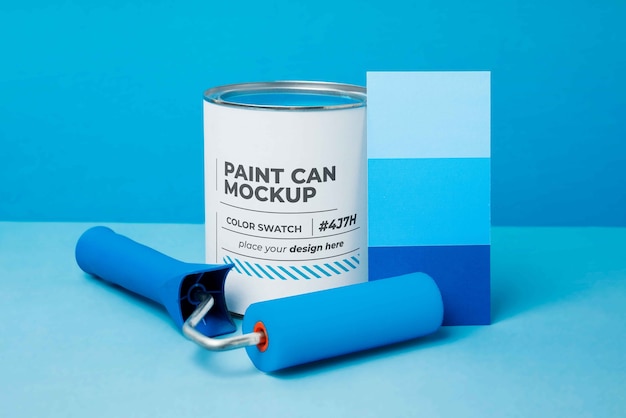 PSD paint can with blue background