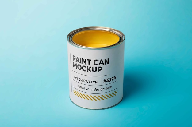 PSD paint can with blue background