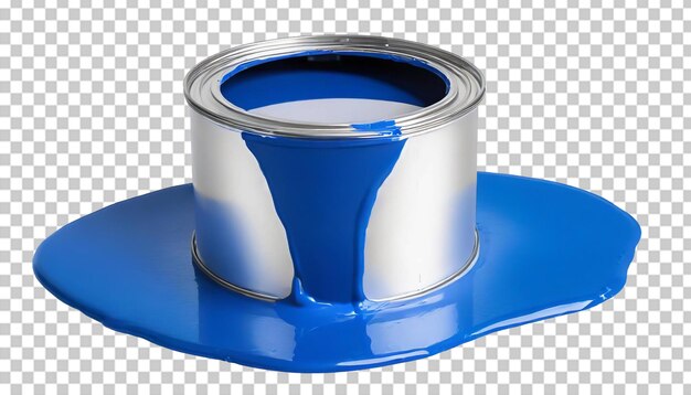 PSD paint can with blue paint isolated on transparent background