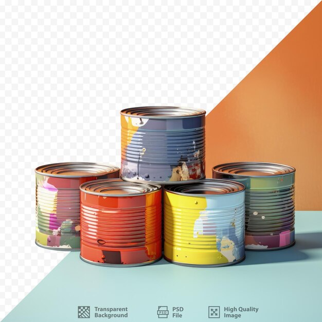 PSD paint cans on a transparent background