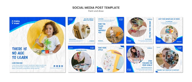 Paint and draw social media post template