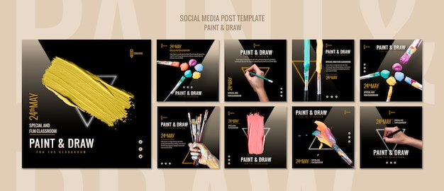 PSD paint and draw social media post template