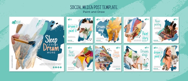 PSD paint and draw social media post