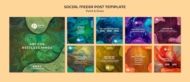 PSD paint and draw social media post