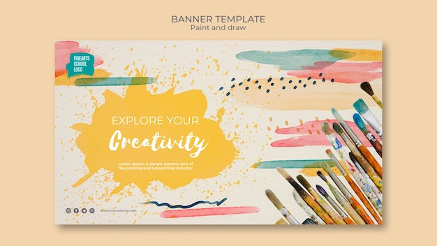 PSD paint and draw with your favourite colours banner