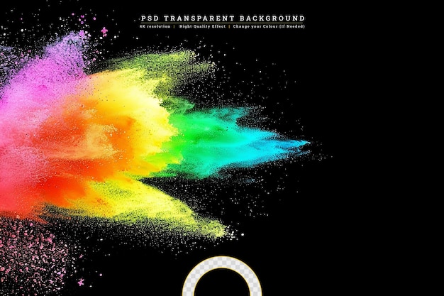 PSD paint explosion realistic composition on transparent background