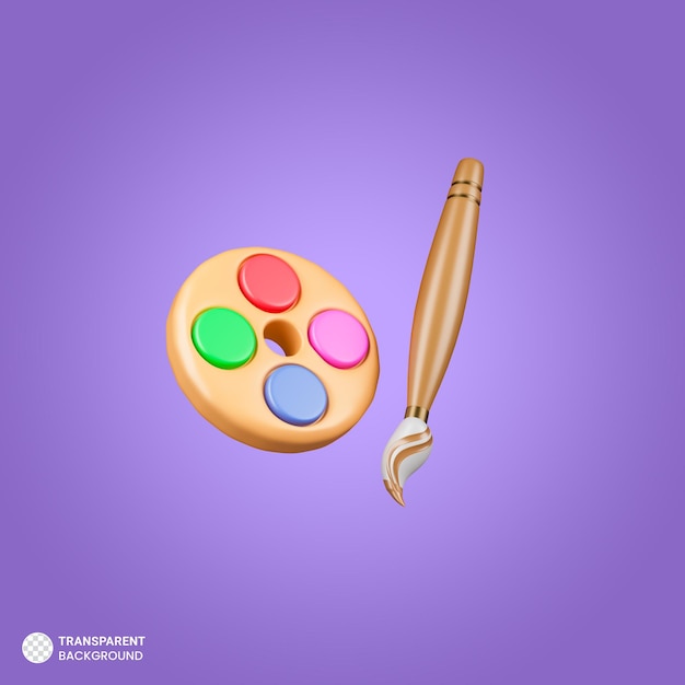 PSD paint palette with brush icon isolated 3d render illustration