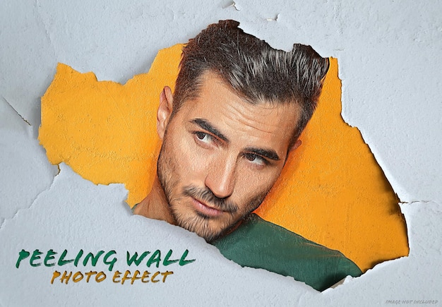 Краска фотоэффект на шелушащейся поверхности стены Мокап