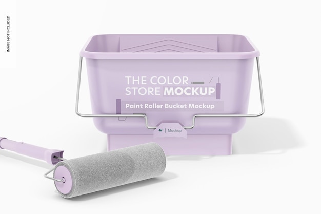 paint roller bucket mockup front view