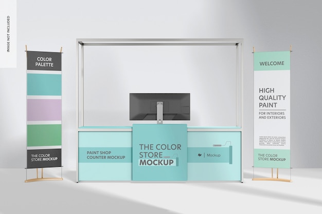 PSD paint shop counter mockup