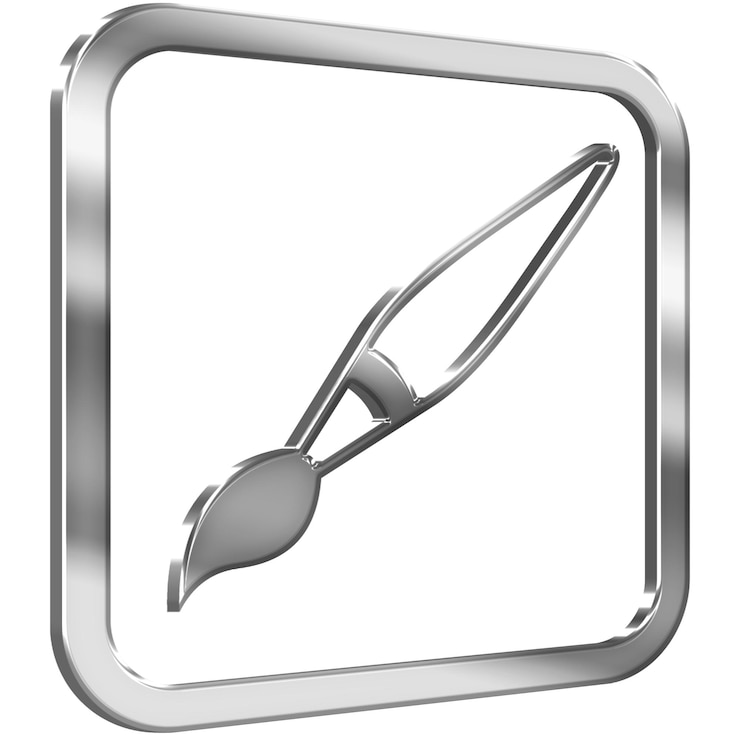 PSD paintbrush 3d icoon met zilveren metalen effect