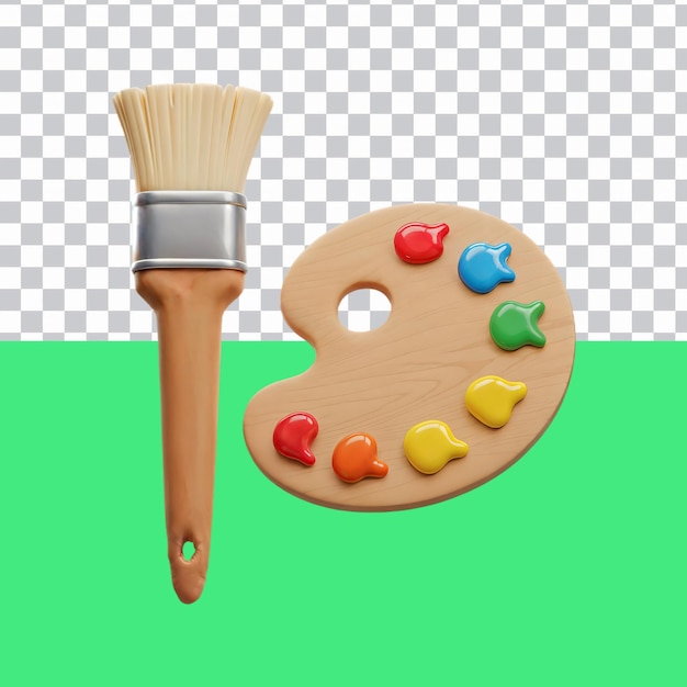 Paintbrush and Palette isolated