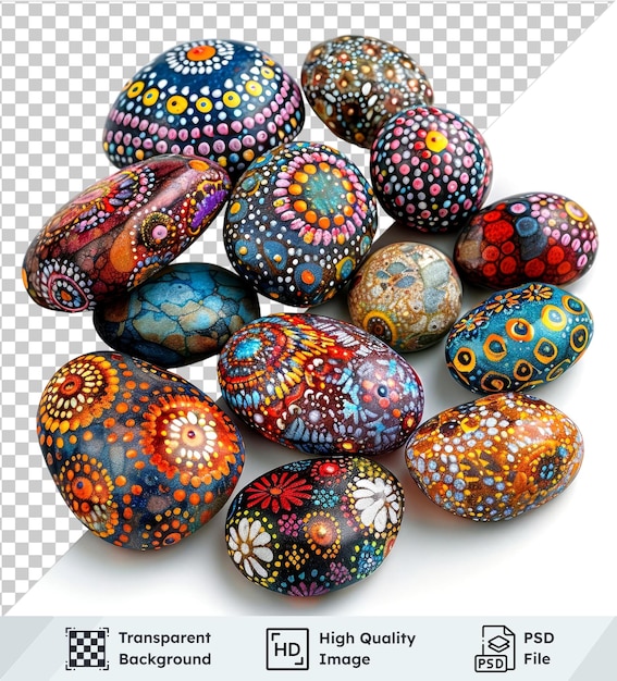 painted mandala stones isolated