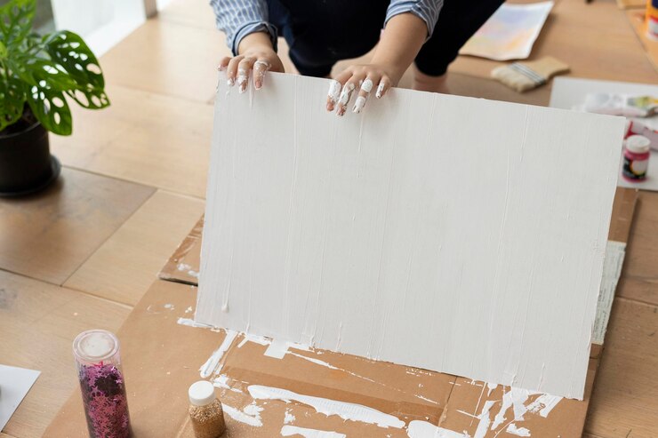 PSD painted white background on wooden floor