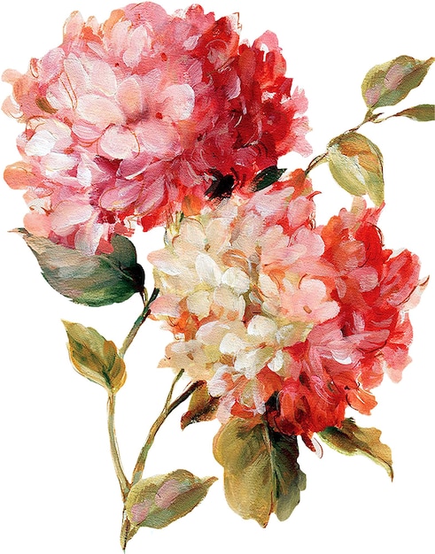 ピンクと白い花の花束の絵画