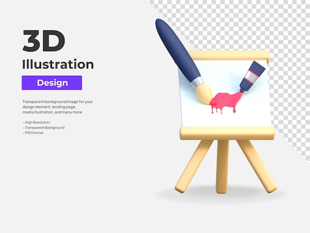 Инструмент графического дизайна значка холста для рисования 3d иллюстрация