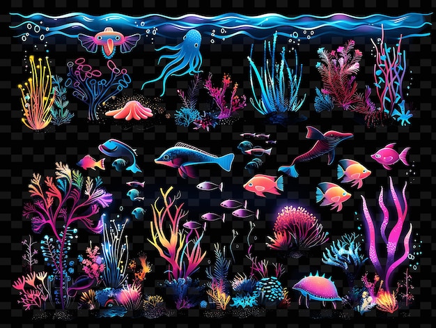 PSD un dipinto di una barriera corallina con un pesce blu e un corallo