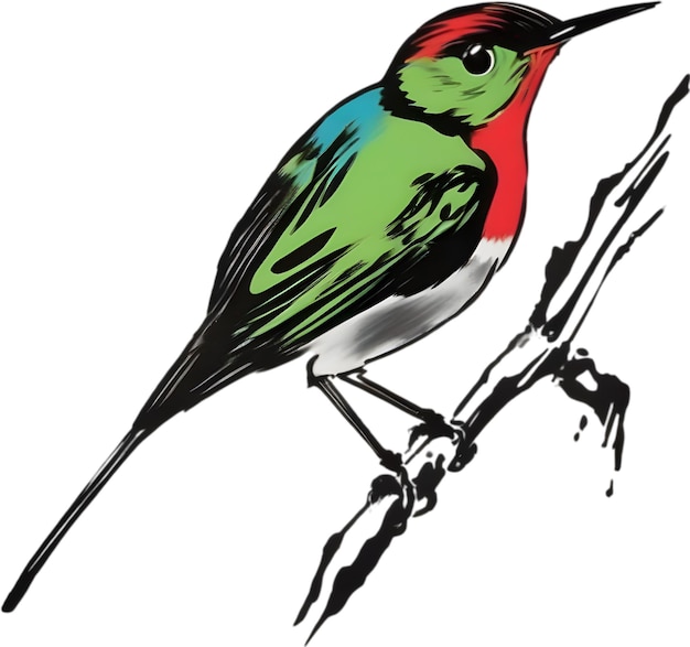 PSD painting of a cuban tody bird using the japanese brushstroke technique