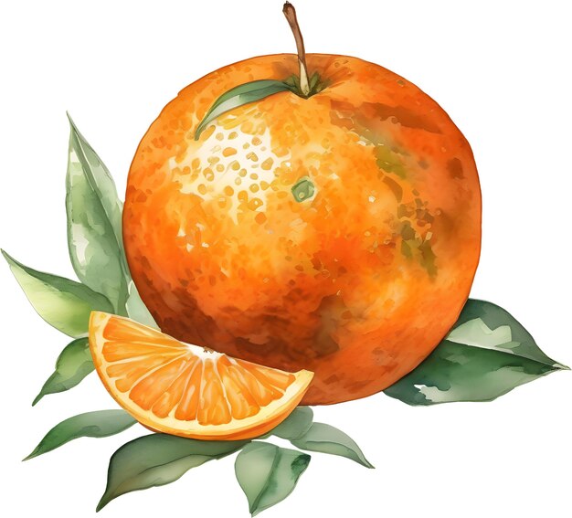 PSD painting of a fruit with leaves aigenerated