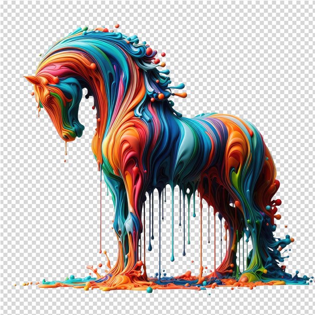 A painting of a horse with the colors of the paint on it