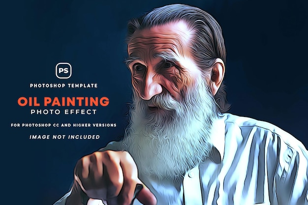 PSD a painting of a man with a beard and a quote from the shop template.