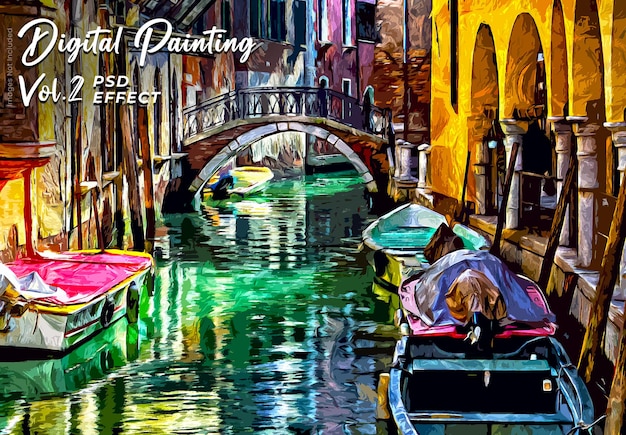 PSD painting photo effect template