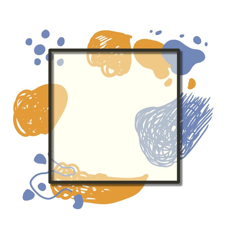 a painting of a square with a yellow and blue watercolored background