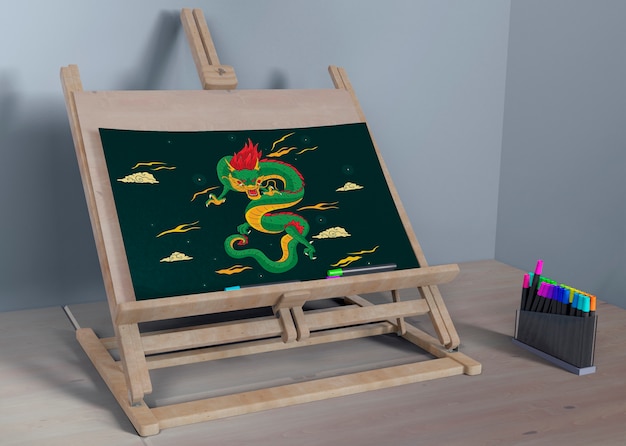painting support with colorful draw