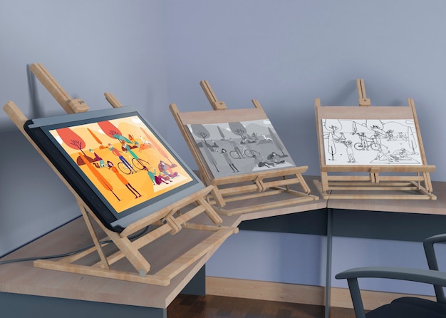 Painting supports with artistic draw