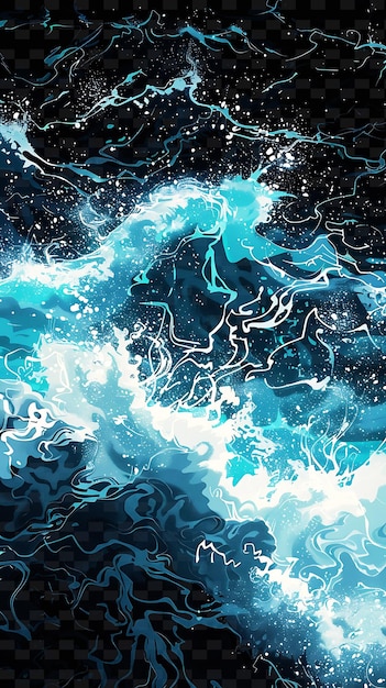 A painting of a wave that has the words quot blue quot on it