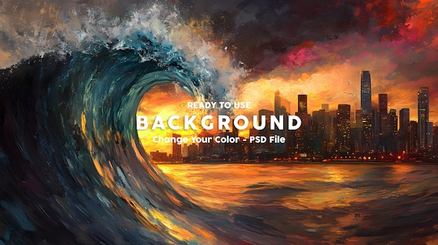 a painting of a wave that says back to the future