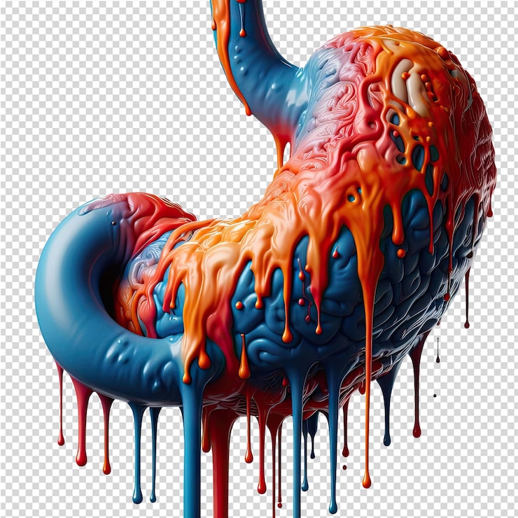 PSD a painting of a whale with orange and blue colors