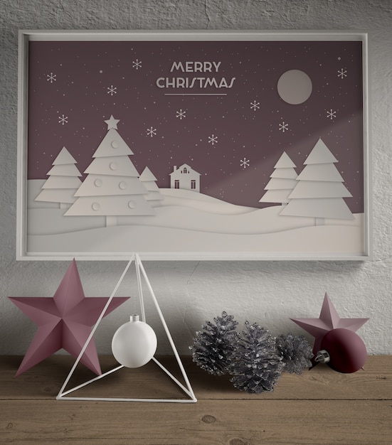 Painting with christmas theme mock-up