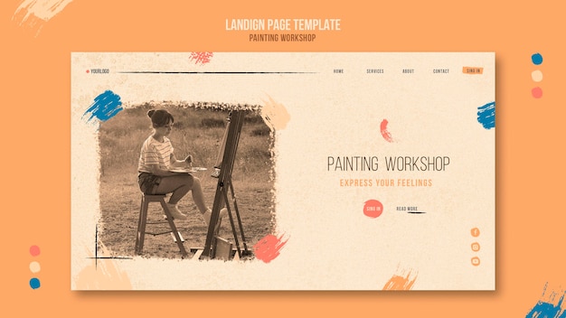 PSD painting workshop landing page template