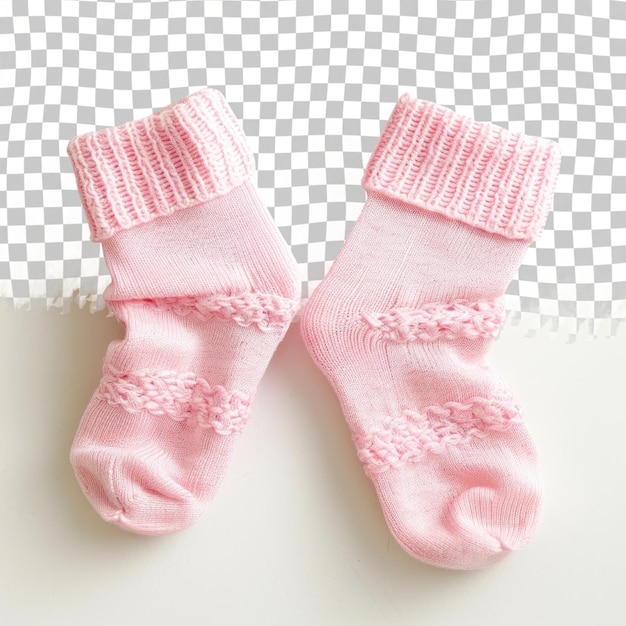 PSD a pair of baby socks with a pink bow on them