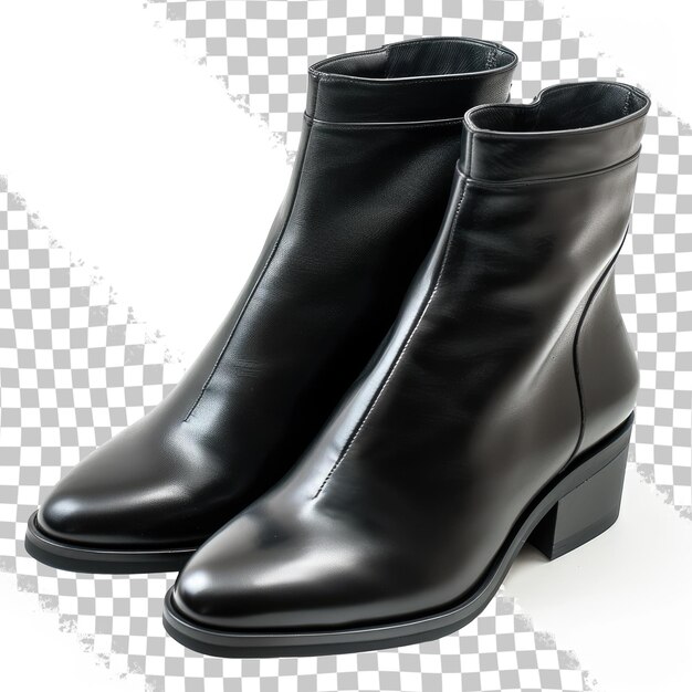 PSD a pair of black boots with a black bow on the front